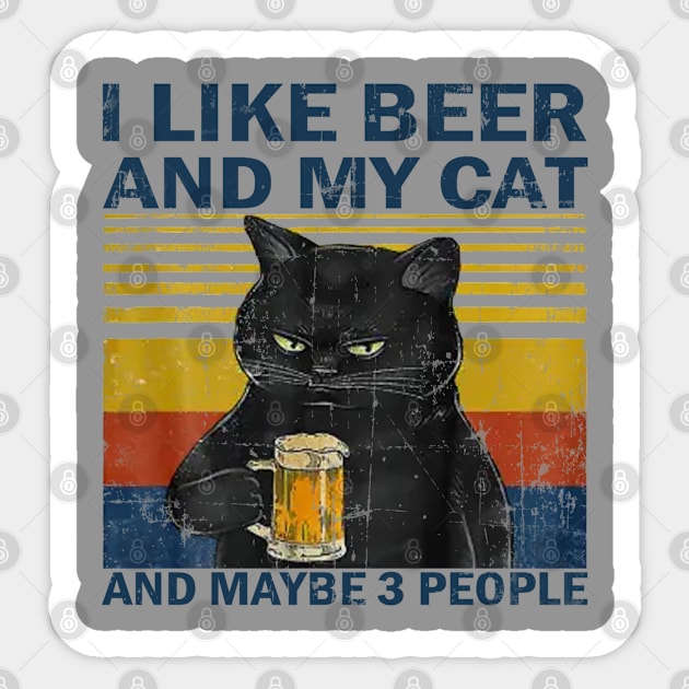 I like beer and my cat vintage Sticker by Veljam